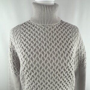 Tristan Light Grey Cable Knit Turtleneck Sweater – Medium